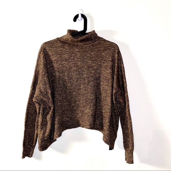 Zara Sweaters - Zara | Cropped Knit Cowl Neck Sweater Brown